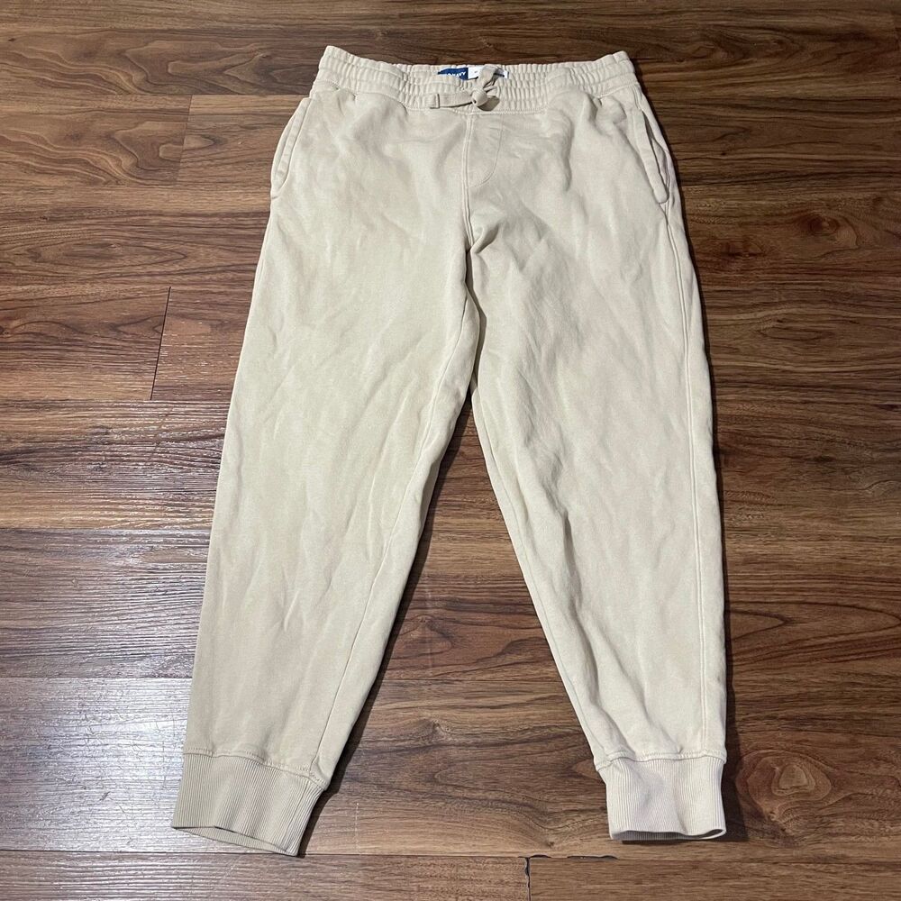 Old Navy Joggers Drawstring Beige Tapered Sweatpants Cotton Mens Size Medium